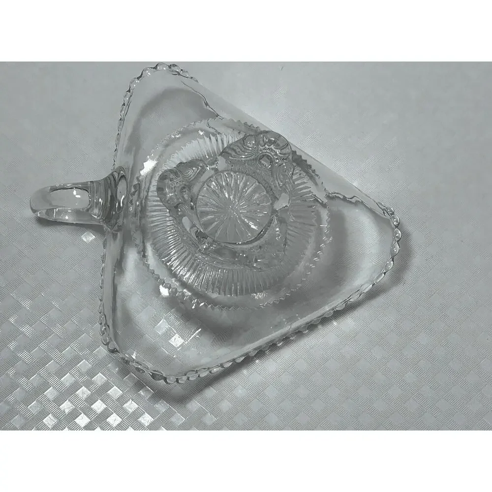 US Glass Colorado (Beaded Rim)‎ Lacey Medallion Footed Clear Dish EAPG